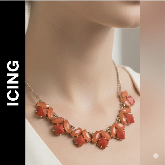 Jewelry - ICING Shades of Orange 16”L Necklace Signed